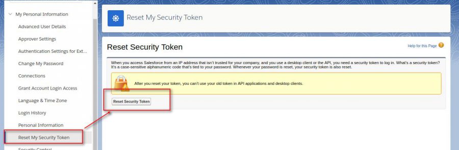 Reset Salesforce Security Token