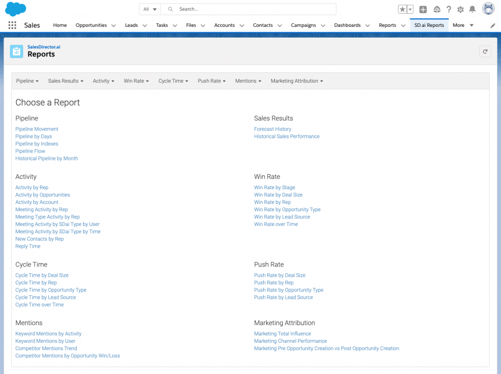 Salesforce sdai reports